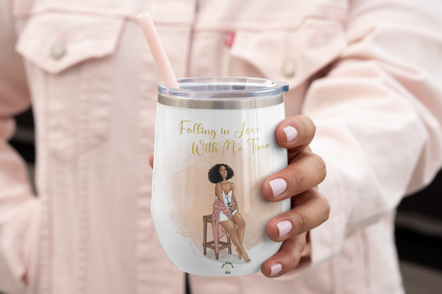 Falling In Love With Me Time- 12 oz Insulated Tumbler Pink