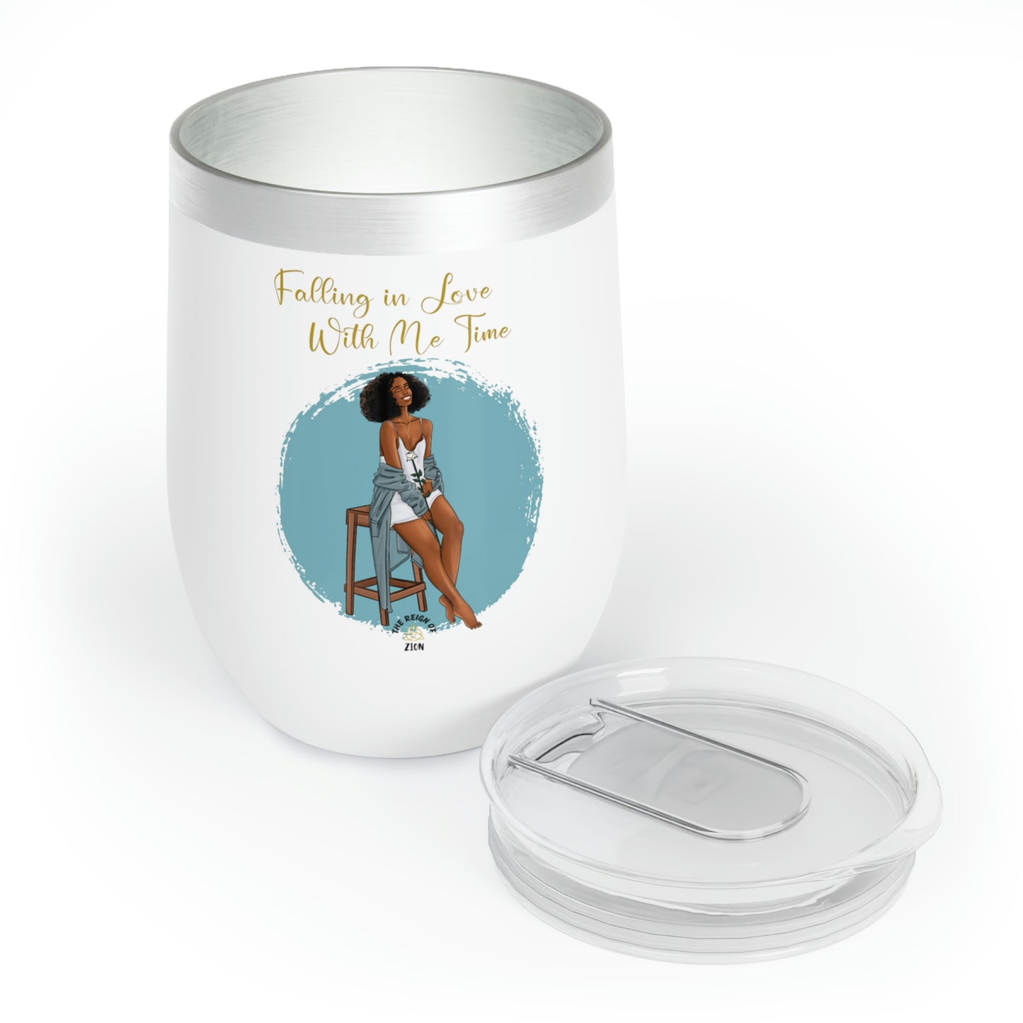 Falling In Love With Me Time- 12 oz Insulated Tumbler Blue