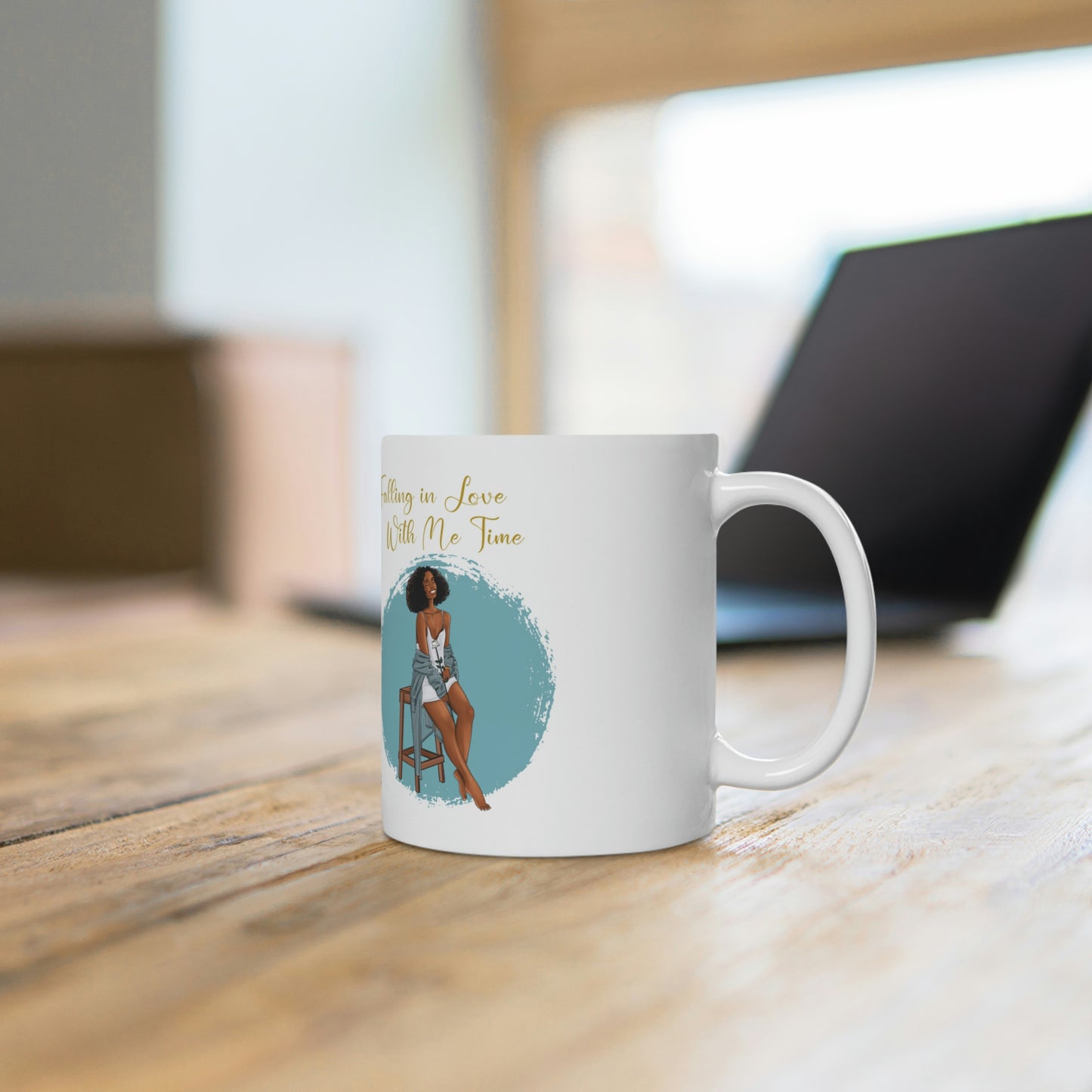 Custom Falling in Love with Me Time" Blue Ceramic Mug