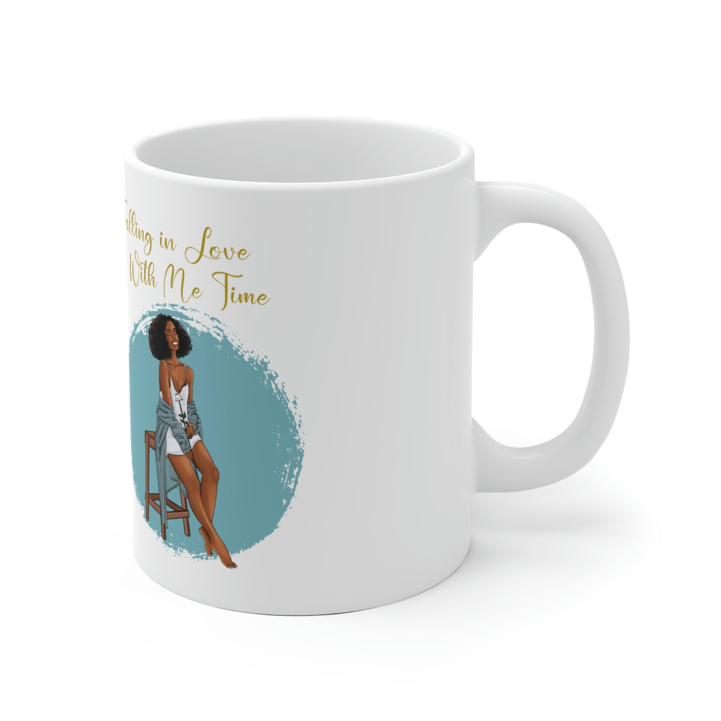 Custom Falling in Love with Me Time" Blue Ceramic Mug