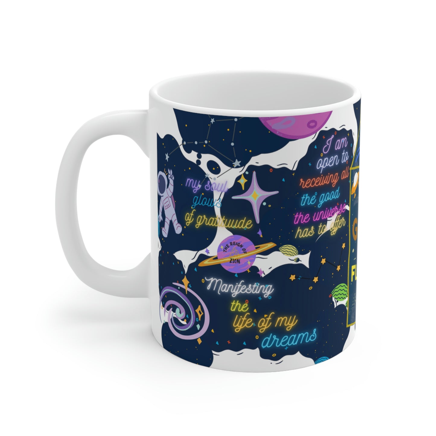 Manifest Your Dreams & Attract Your Tribe with Our Space-Themed Mug - Good Vibe Flavor by The Reign of Zion