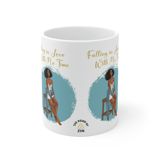 Custom Falling in Love with Me Time" Blue Ceramic Mug