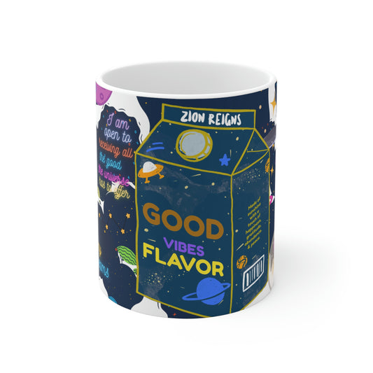 Manifest Your Dreams & Attract Your Tribe with Our Space-Themed Mug - Good Vibe Flavor by The Reign of Zion