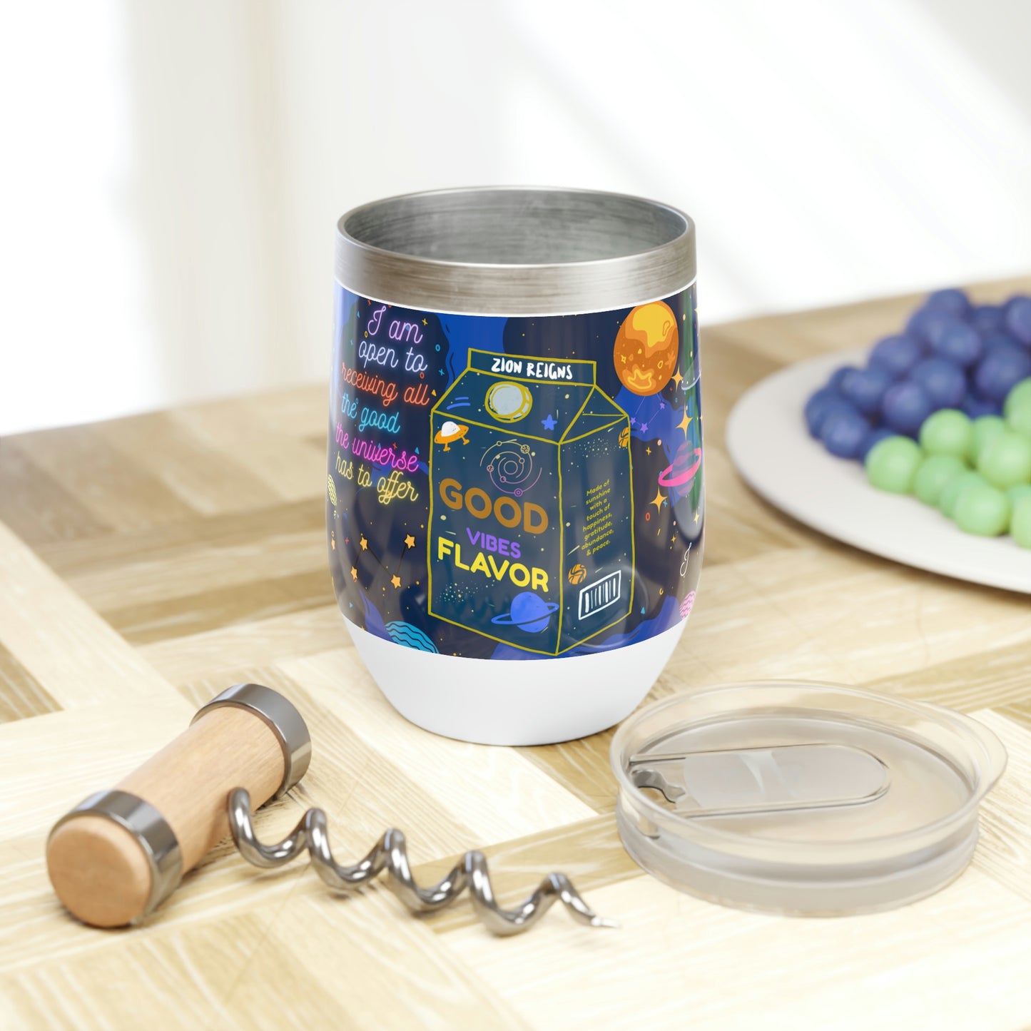 Custom Space-Themed Wine Tumbler - Manifest Your Dreams & Attract Your Tribe