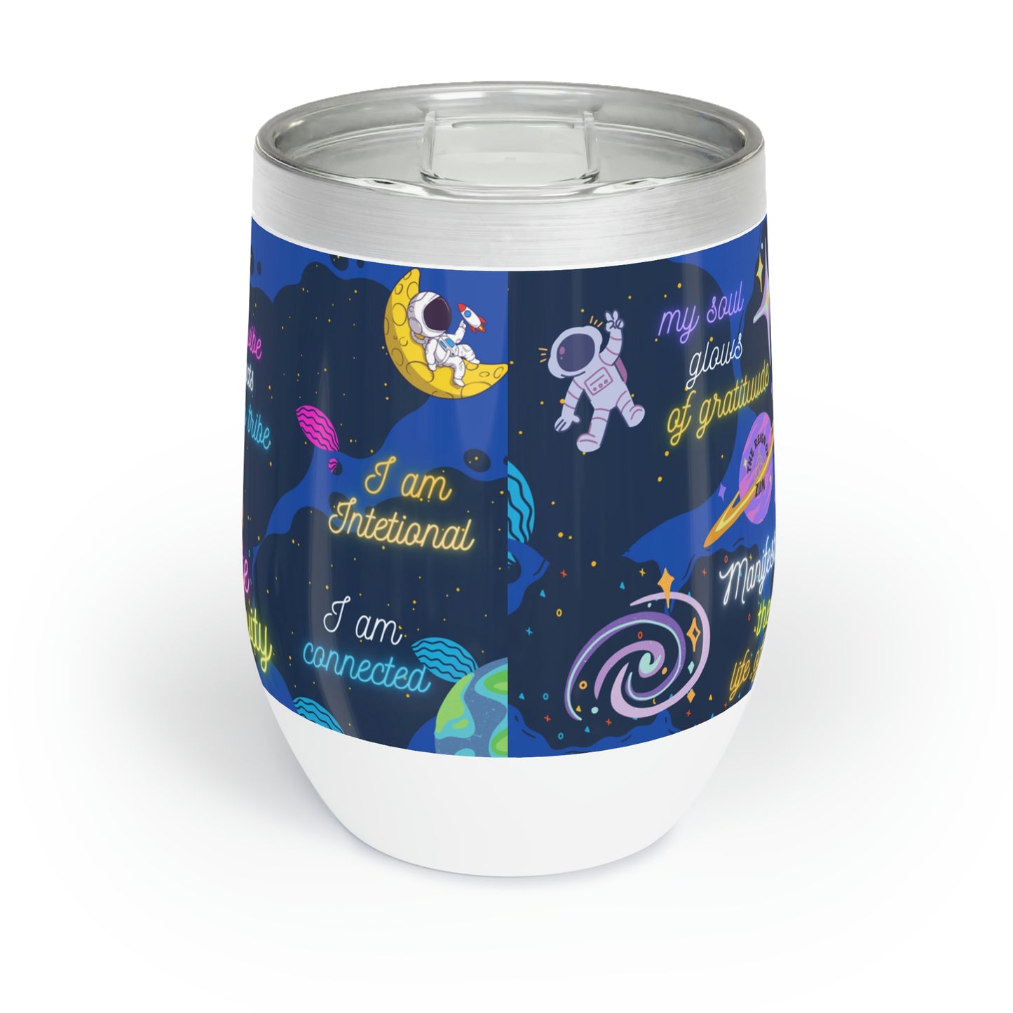 Custom Space-Themed Wine Tumbler - Manifest Your Dreams & Attract Your Tribe